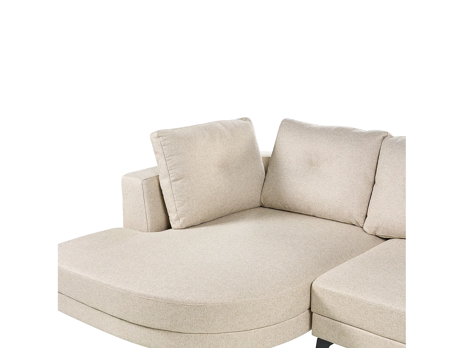 Canapé d'Angle Droit Moderne Revêtement Lin Synthétique Hydrofuge Pieds en Fer Noir avec Coussins Beige Clair Marum