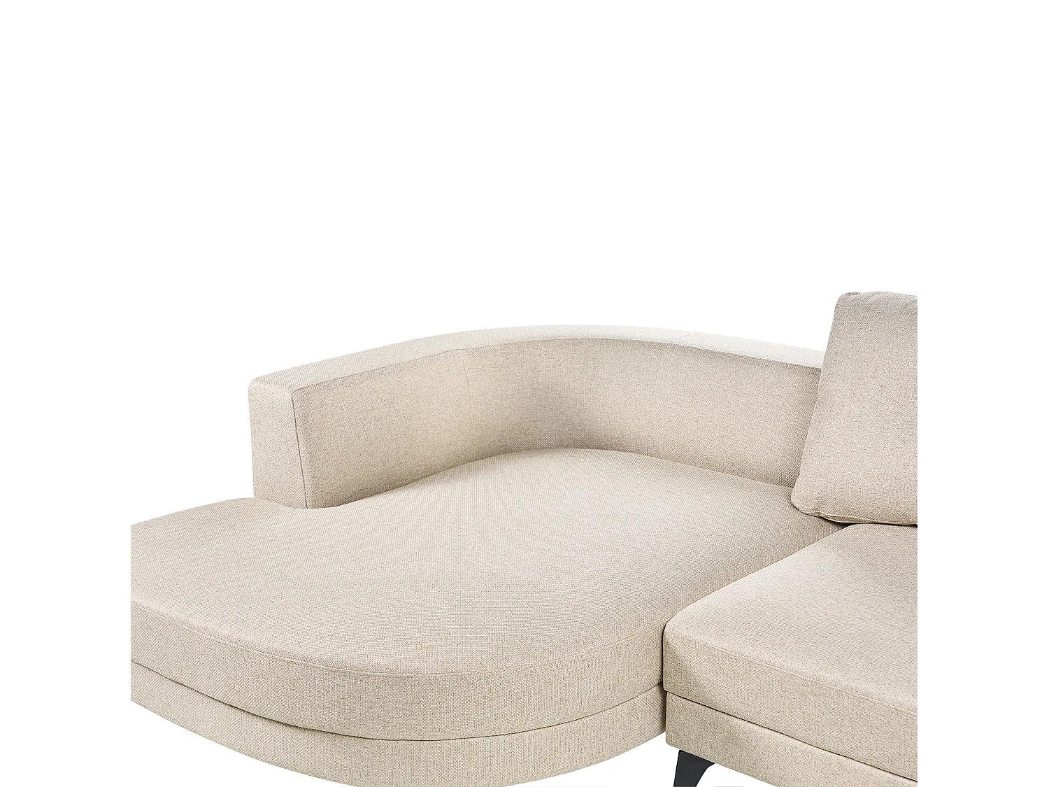 Canapé d'Angle Droit Moderne Revêtement Lin Synthétique Hydrofuge Pieds en Fer Noir avec Coussins Beige Clair Marum