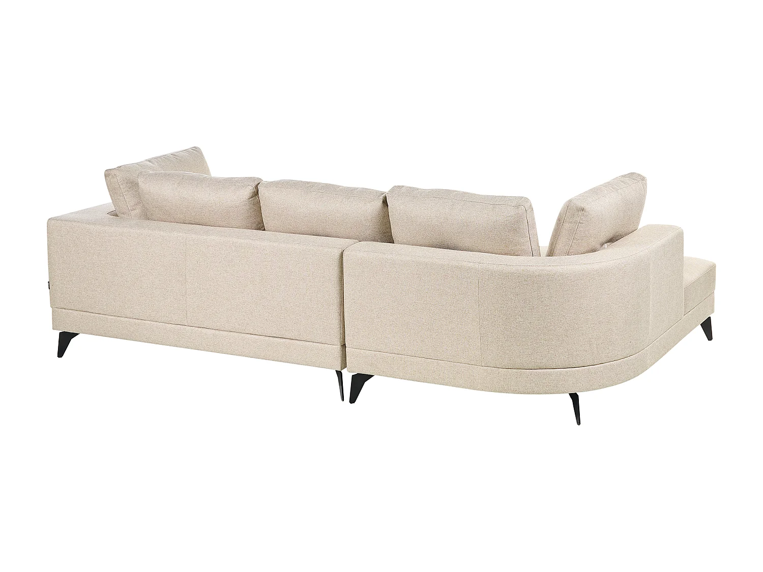 Canapé d'Angle Droit Moderne Revêtement Lin Synthétique Hydrofuge Pieds en Fer Noir avec Coussins Beige Clair Marum