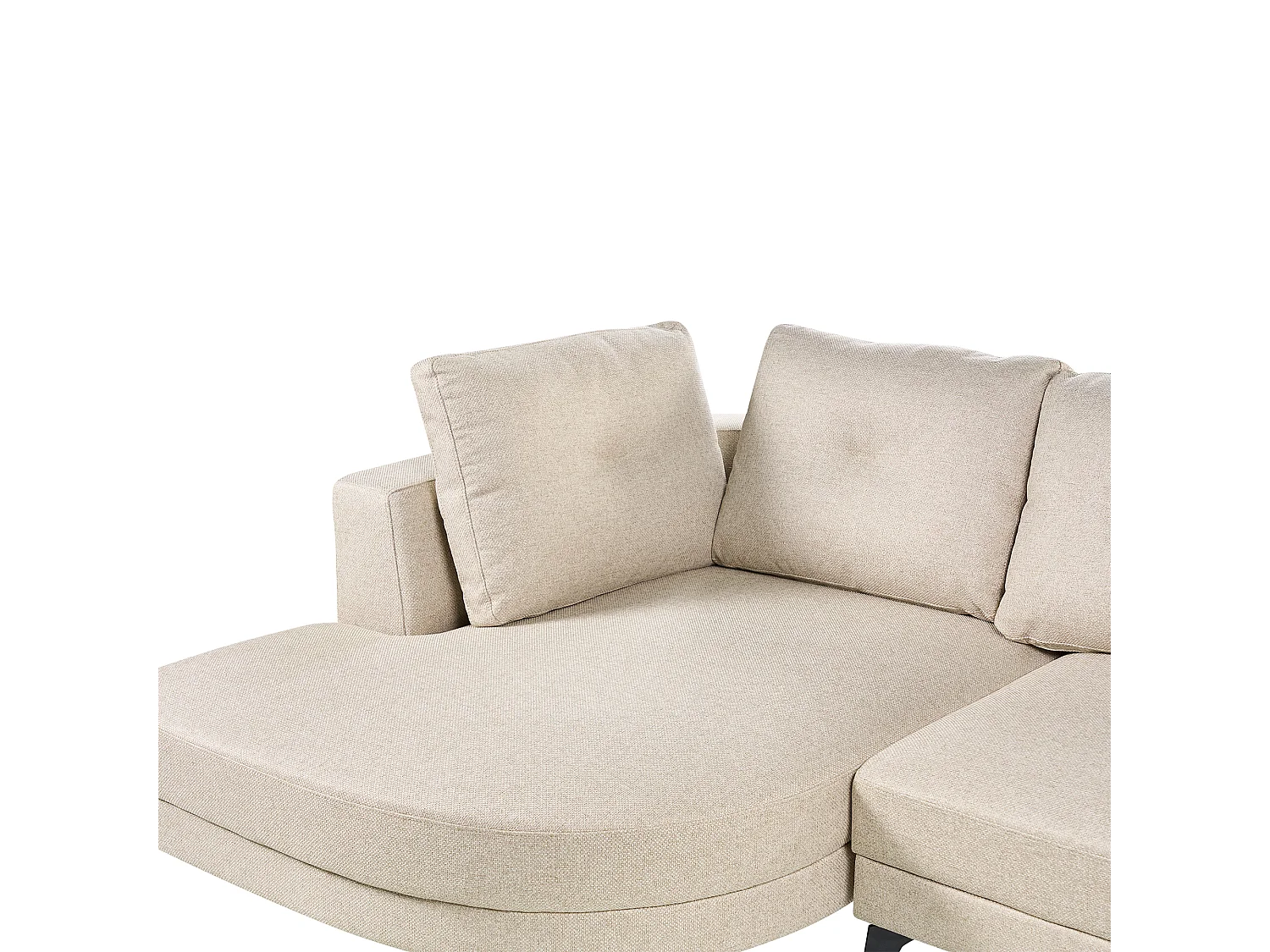 Canapé d'Angle Droit Moderne Revêtement Lin Synthétique Hydrofuge Pieds en Fer Noir avec Coussins Beige Clair Marum