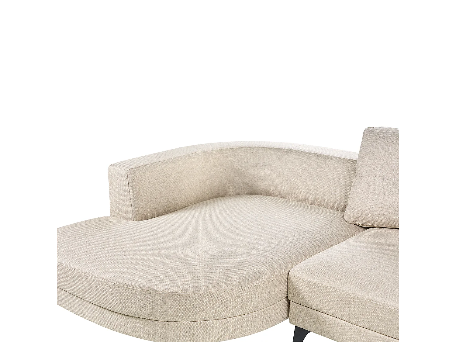 Canapé d'Angle Droit Moderne Revêtement Lin Synthétique Hydrofuge Pieds en Fer Noir avec Coussins Beige Clair Marum