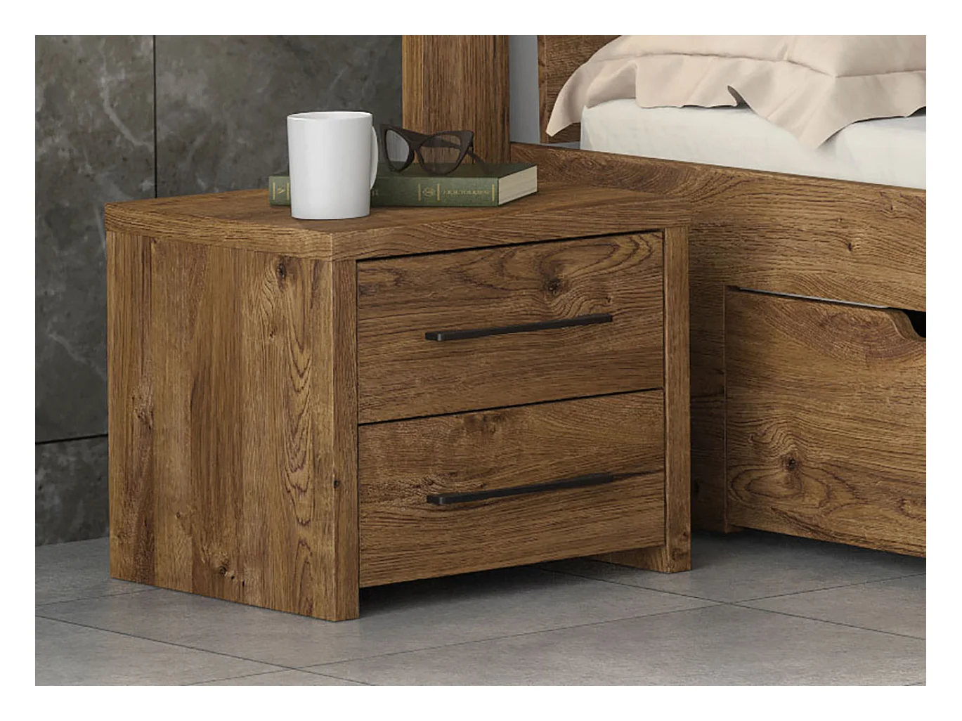 NACHTKONSOLEN 2ER SET Eiche ribbeck je 43 / 35 / 39cm