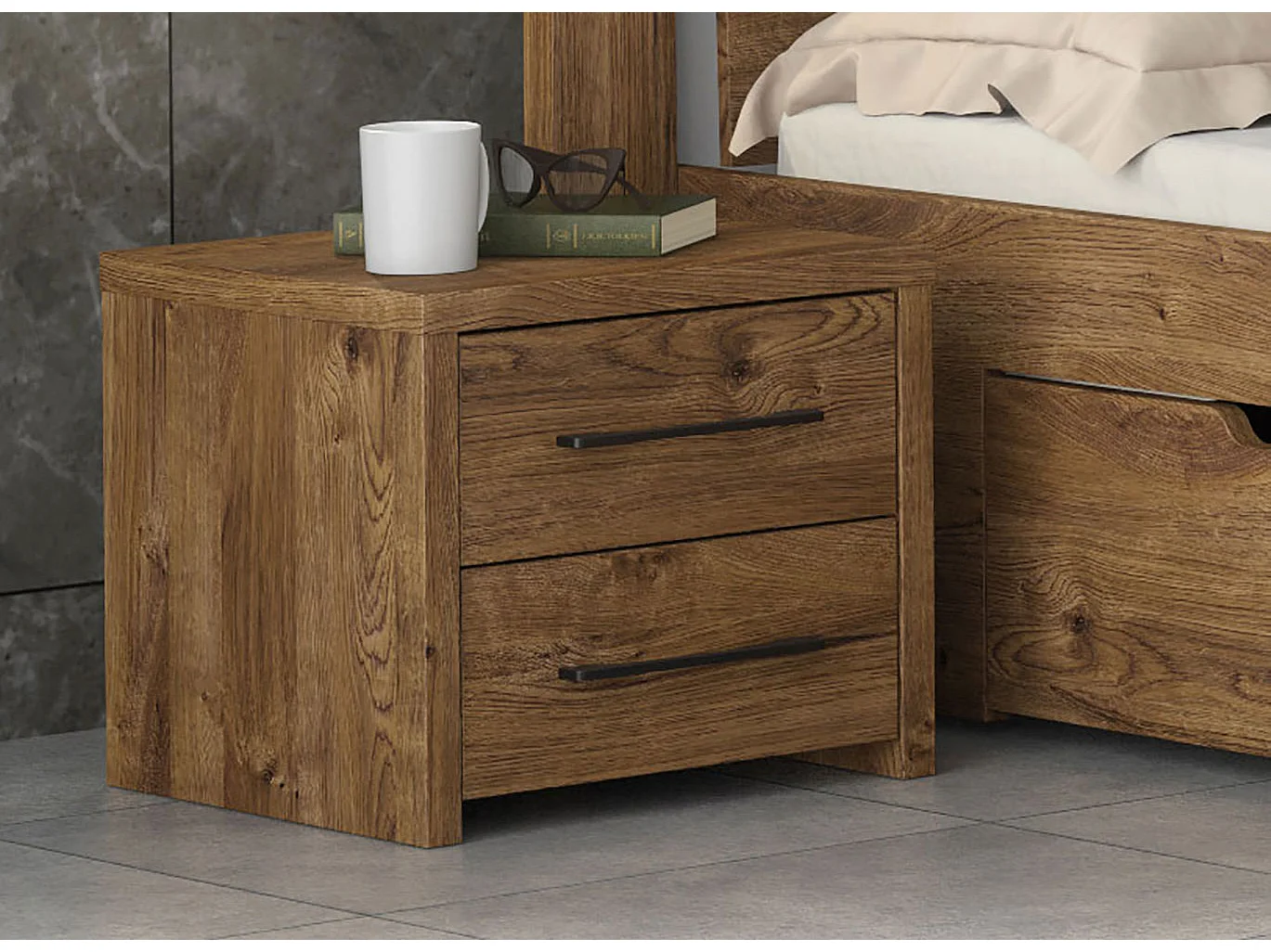 NACHTKONSOLEN 2ER SET Eiche ribbeck je 43 / 35 / 39cm