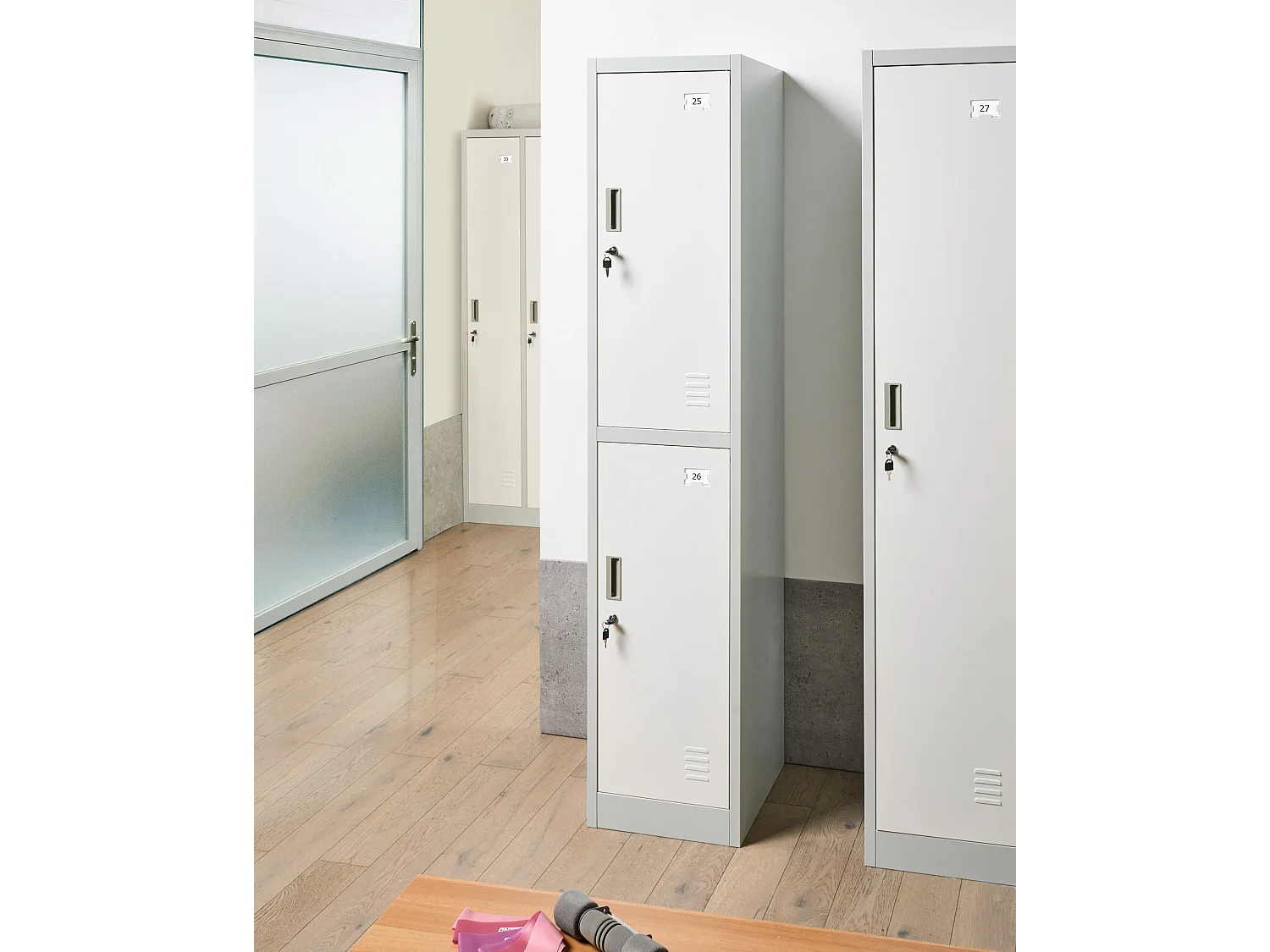 Casier vestiaire à 2 niveaux ATHLETE Métal Gris/blanc