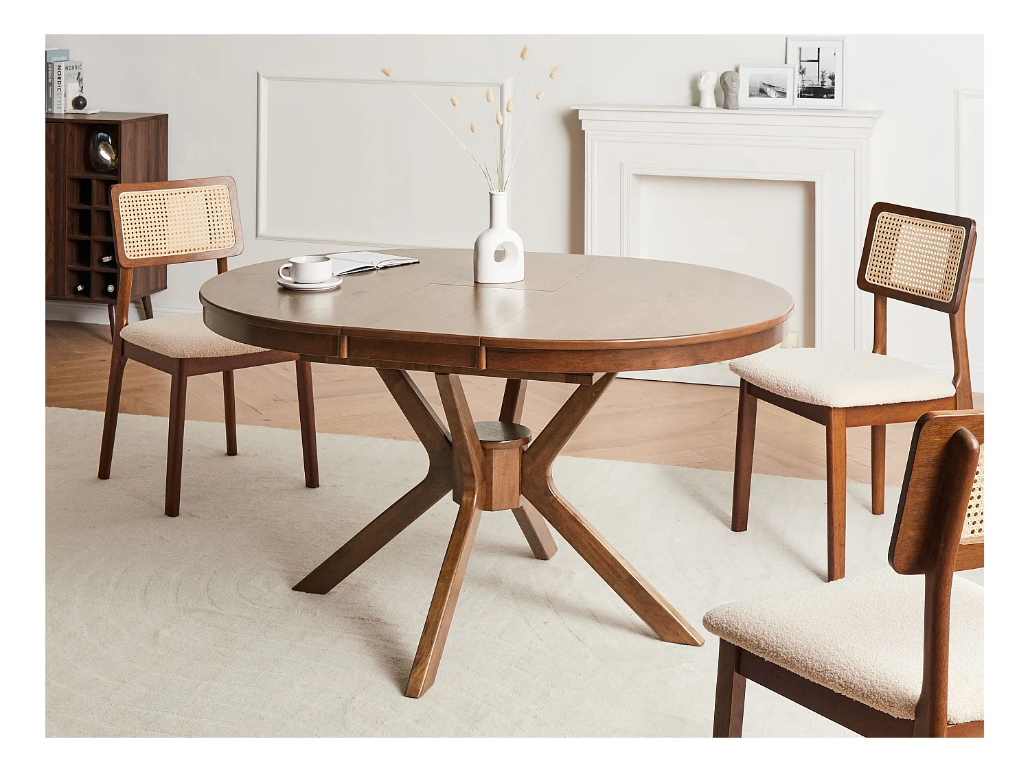 Table de salle à manger extensible TYMIS Chêne foncé 107/137 cm 107 cm