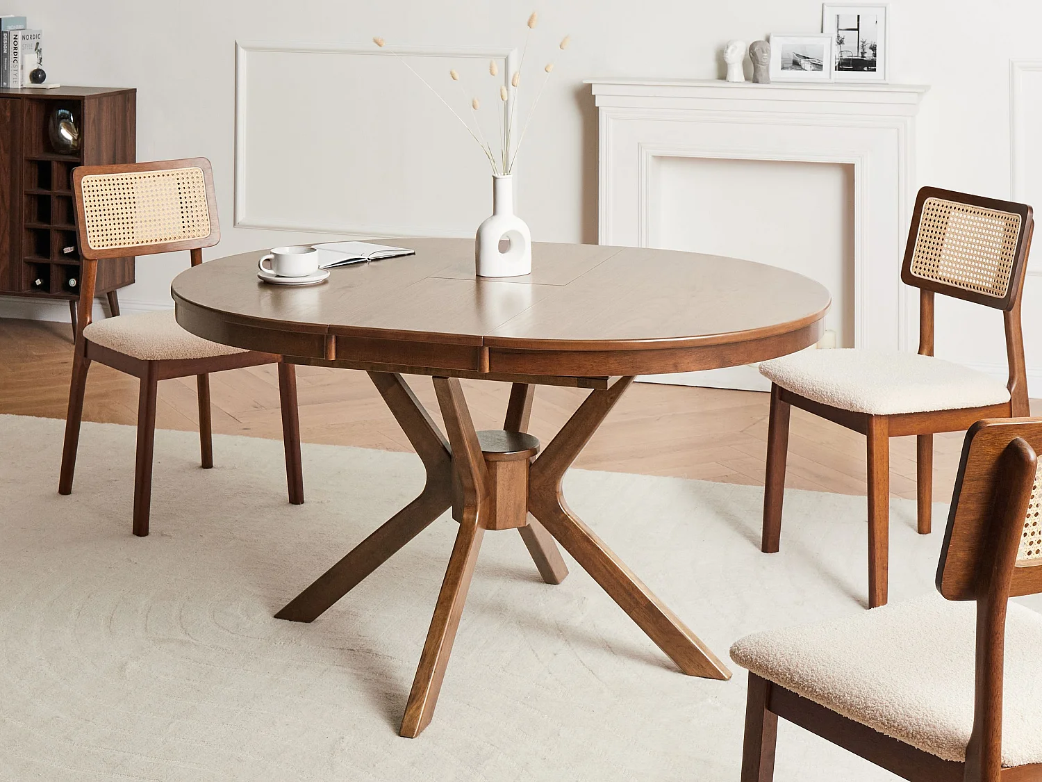 Table de salle à manger extensible TYMIS Chêne foncé 107/137 cm 107 cm