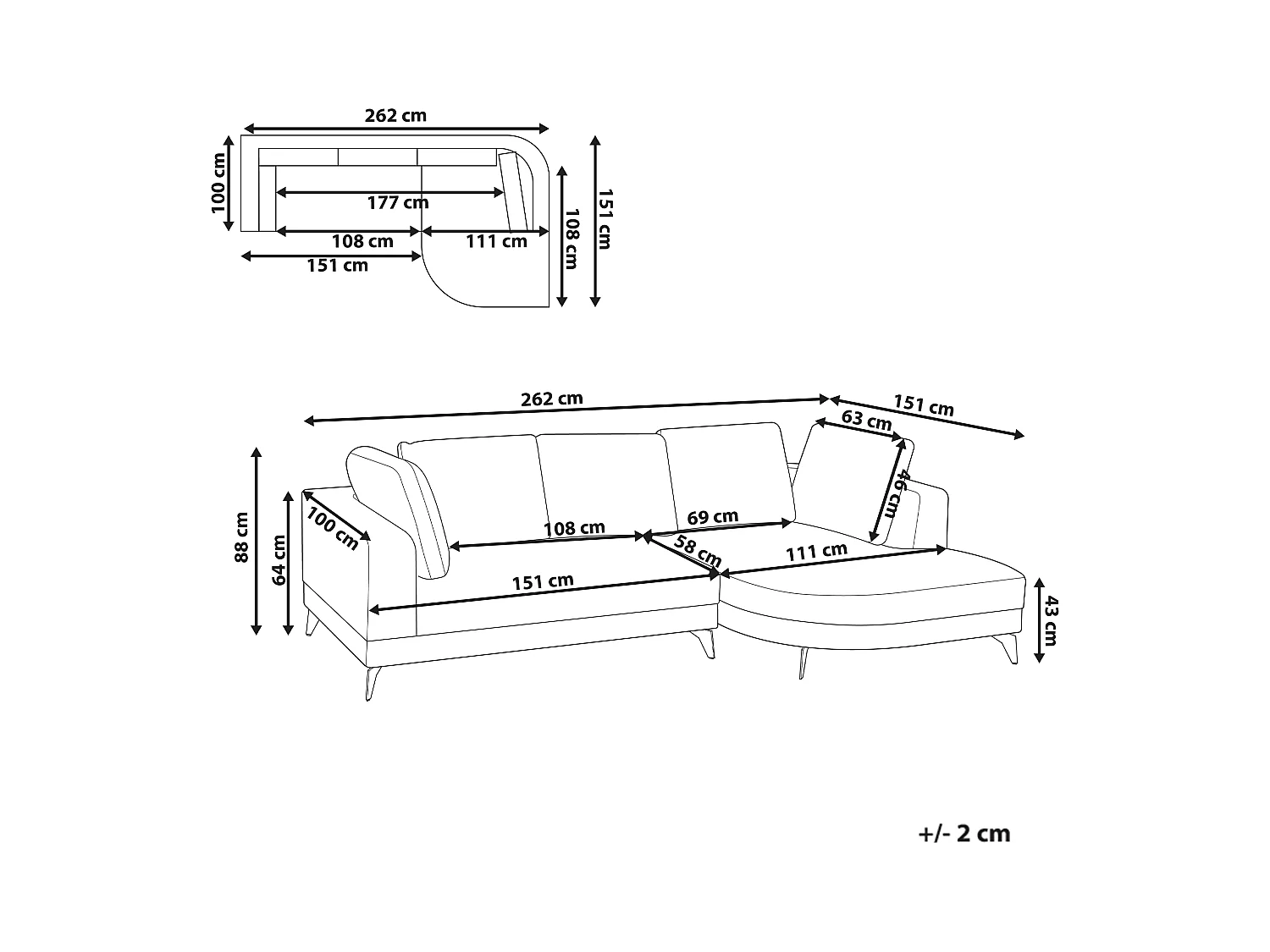 Canapé d'Angle droite Moderne Revêtement Lin Synthétique Hydrofuge Pieds en Fer Noir avec Coussins Beige Clair Marum