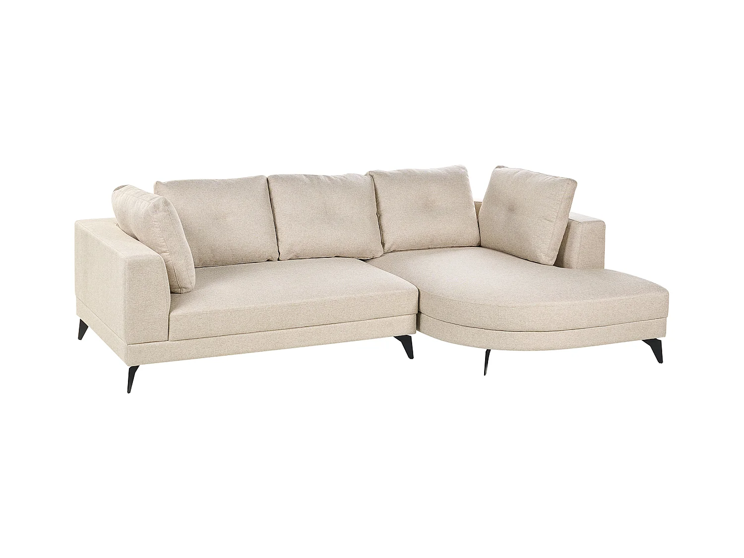 Canapé d'Angle droite Moderne Revêtement Lin Synthétique Hydrofuge Pieds en Fer Noir avec Coussins Beige Clair Marum