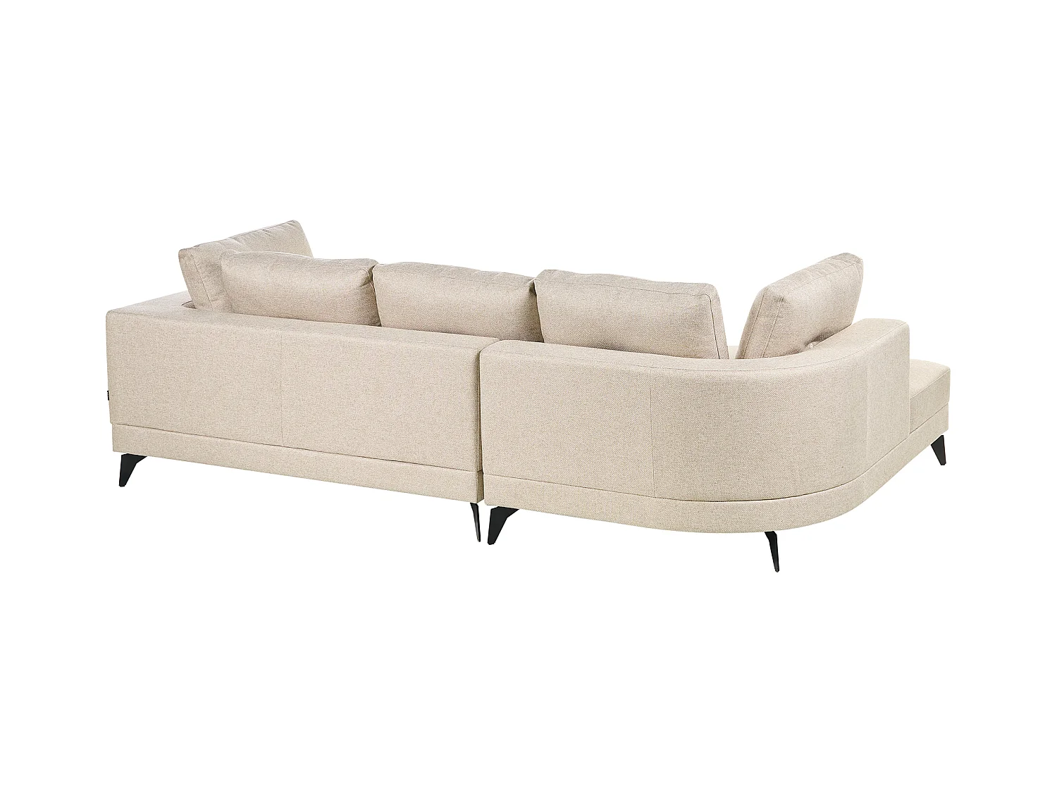 Canapé d'Angle droite Moderne Revêtement Lin Synthétique Hydrofuge Pieds en Fer Noir avec Coussins Beige Clair Marum