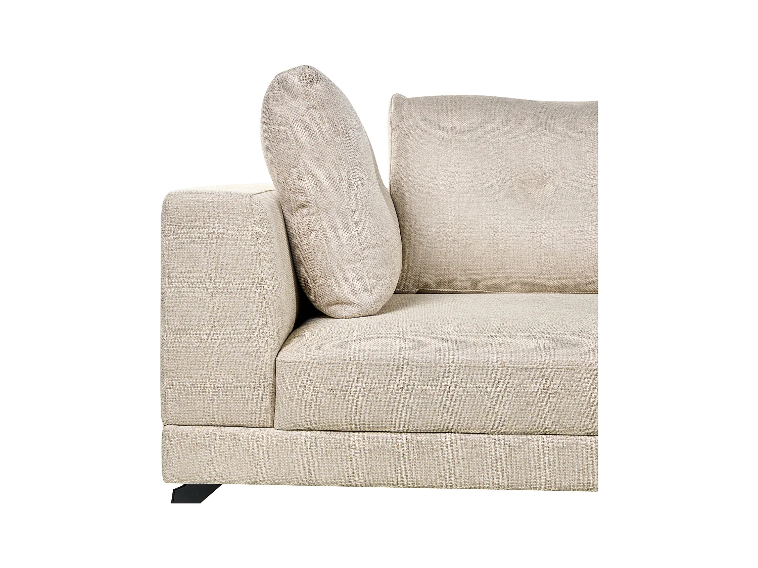 Canapé d'Angle droite Moderne Revêtement Lin Synthétique Hydrofuge Pieds en Fer Noir avec Coussins Beige Clair Marum