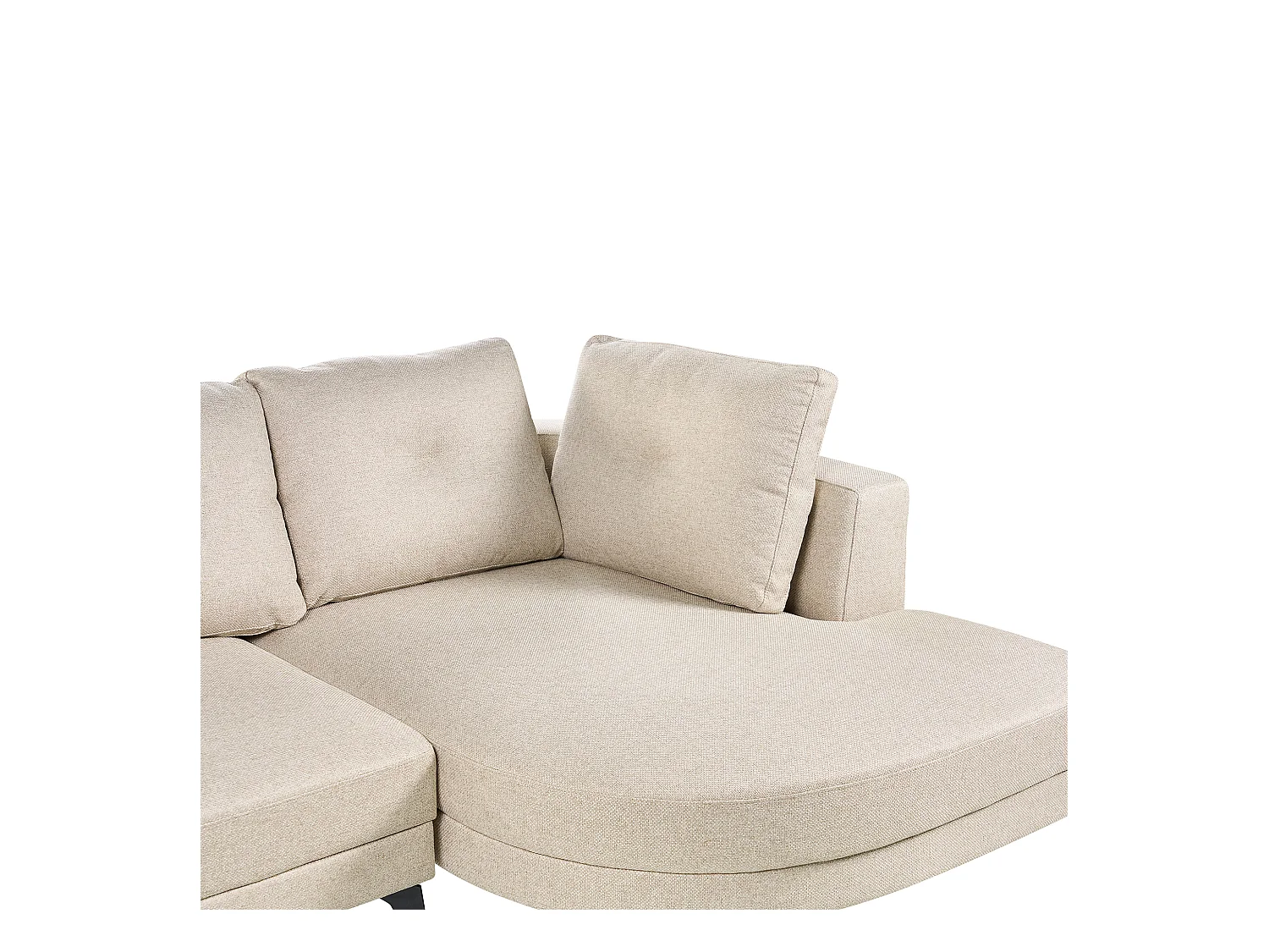 Canapé d'Angle droite Moderne Revêtement Lin Synthétique Hydrofuge Pieds en Fer Noir avec Coussins Beige Clair Marum