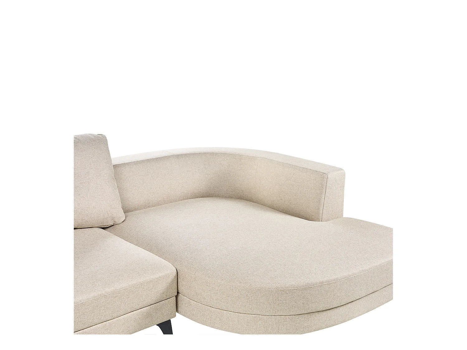 Canapé d'Angle droite Moderne Revêtement Lin Synthétique Hydrofuge Pieds en Fer Noir avec Coussins Beige Clair Marum