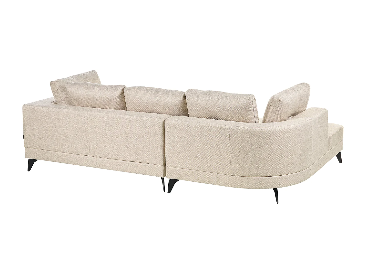 Canapé d'Angle droite Moderne Revêtement Lin Synthétique Hydrofuge Pieds en Fer Noir avec Coussins Beige Clair Marum