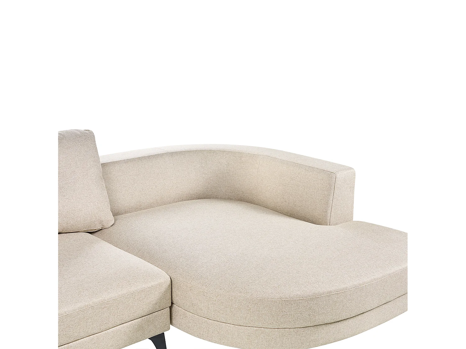 Canapé d'Angle droite Moderne Revêtement Lin Synthétique Hydrofuge Pieds en Fer Noir avec Coussins Beige Clair Marum