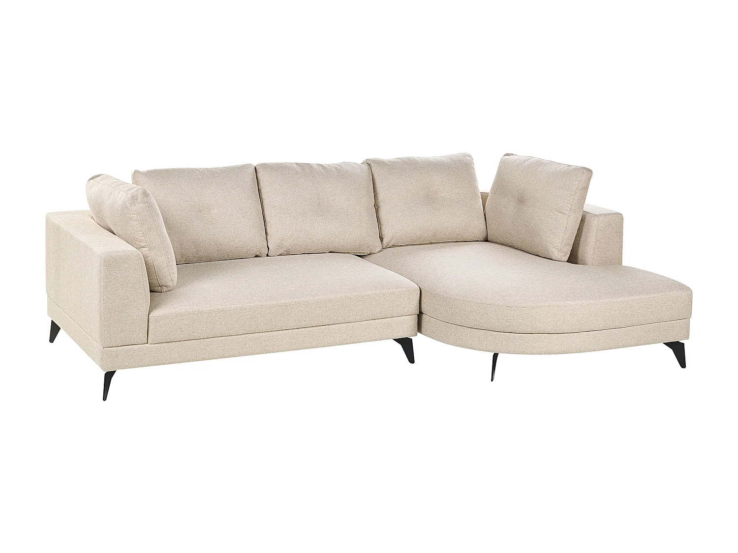 Canapé d'Angle Gauche Moderne Revêtement Lin Synthétique Hydrofuge Pieds en Fer Noir avec Coussins Beige Clair Marum