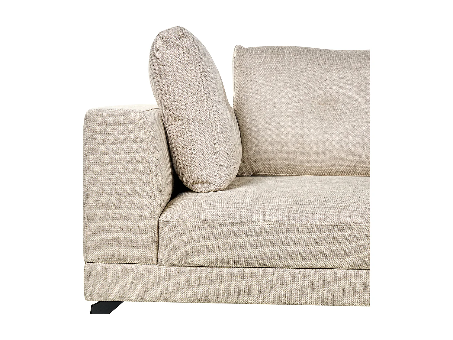 Canapé d'Angle Gauche Moderne Revêtement Lin Synthétique Hydrofuge Pieds en Fer Noir avec Coussins Beige Clair Marum