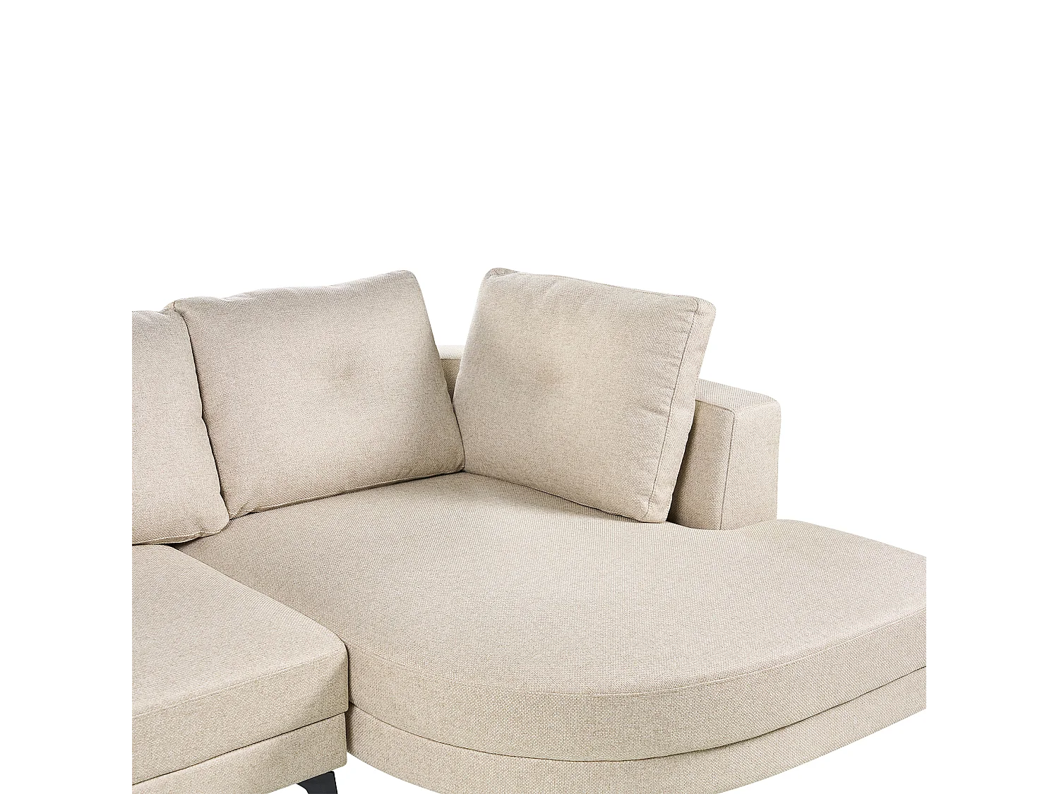 Canapé d'Angle Gauche Moderne Revêtement Lin Synthétique Hydrofuge Pieds en Fer Noir avec Coussins Beige Clair Marum