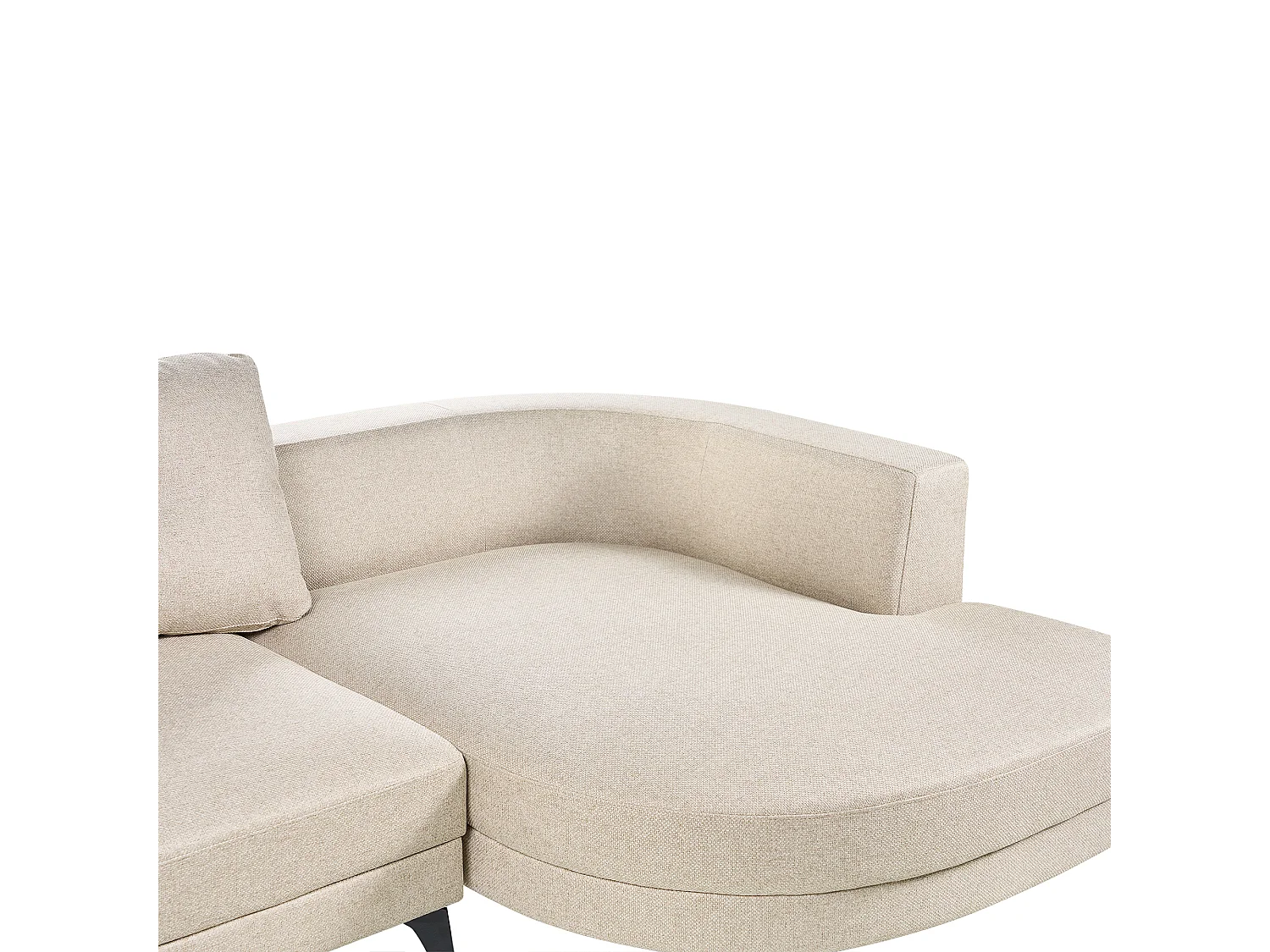 Canapé d'Angle Gauche Moderne Revêtement Lin Synthétique Hydrofuge Pieds en Fer Noir avec Coussins Beige Clair Marum