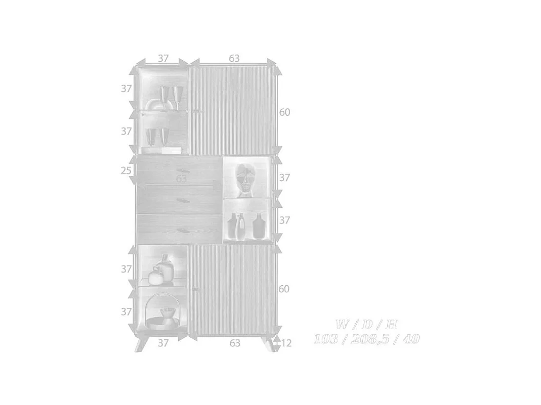 Vitrine 1,03x0,4x2,088 m marron doryda wz-0624