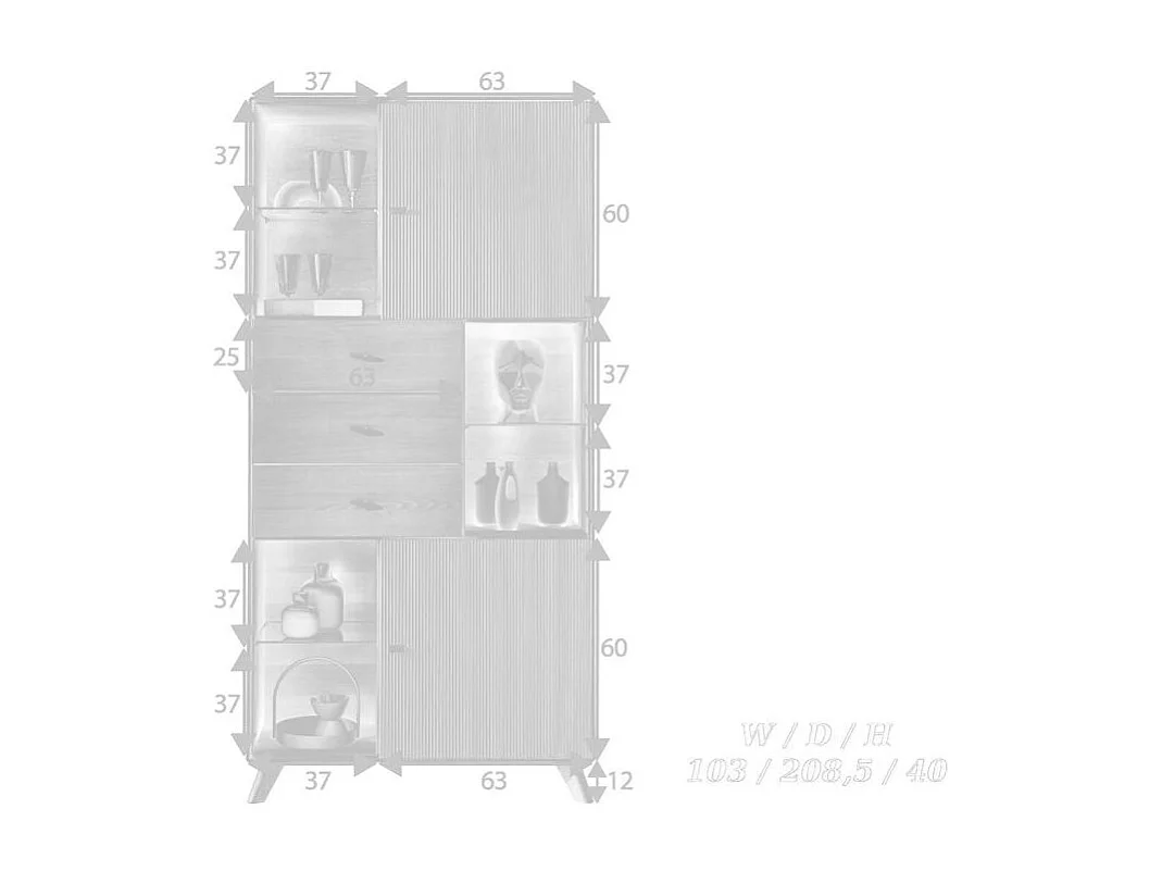 Vitrine 1,03x0,4x2,088 m marron doryda wz-0624