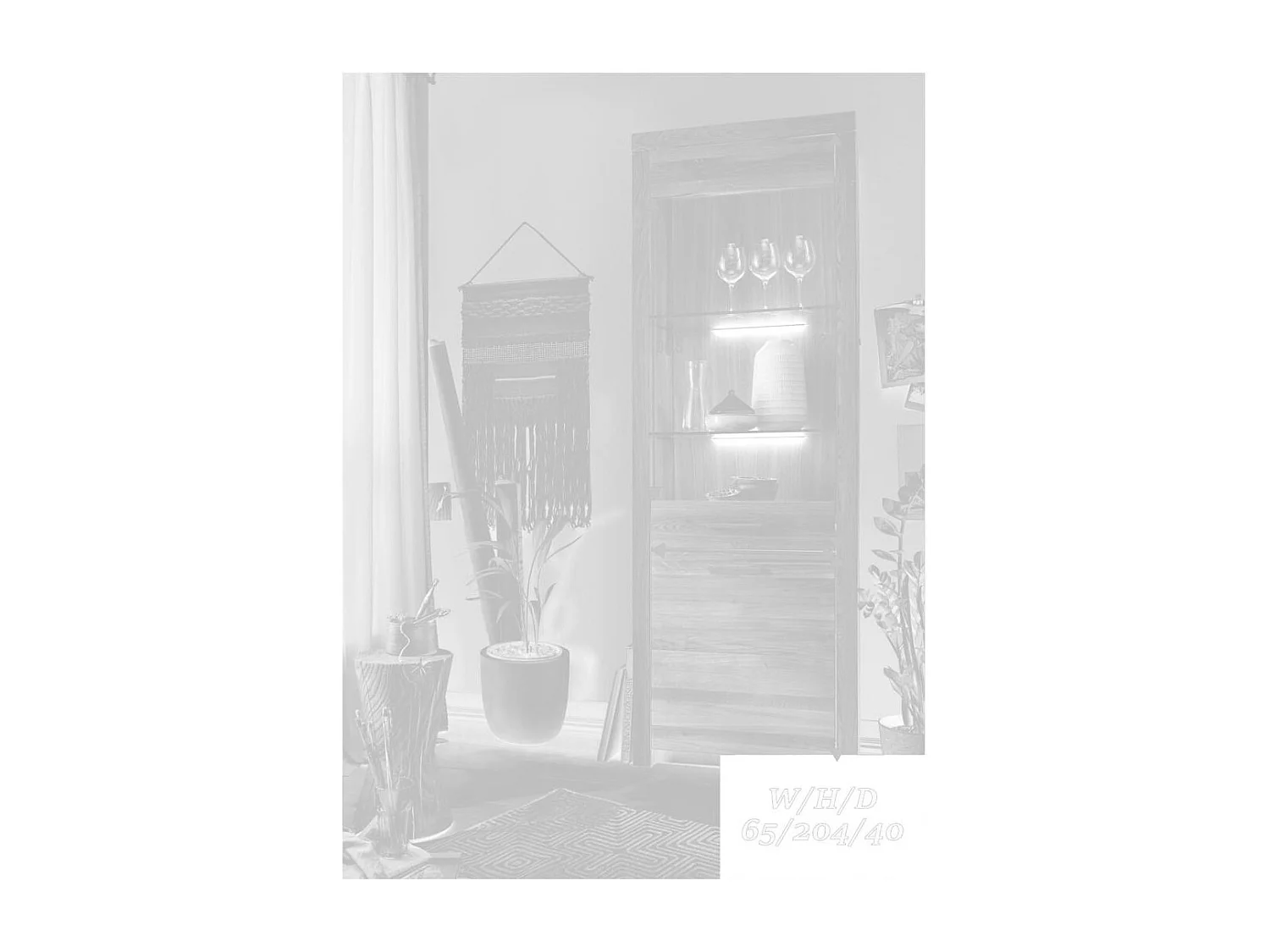 Vitrine 65x40x204 cm Chêne Robusto WZ-169