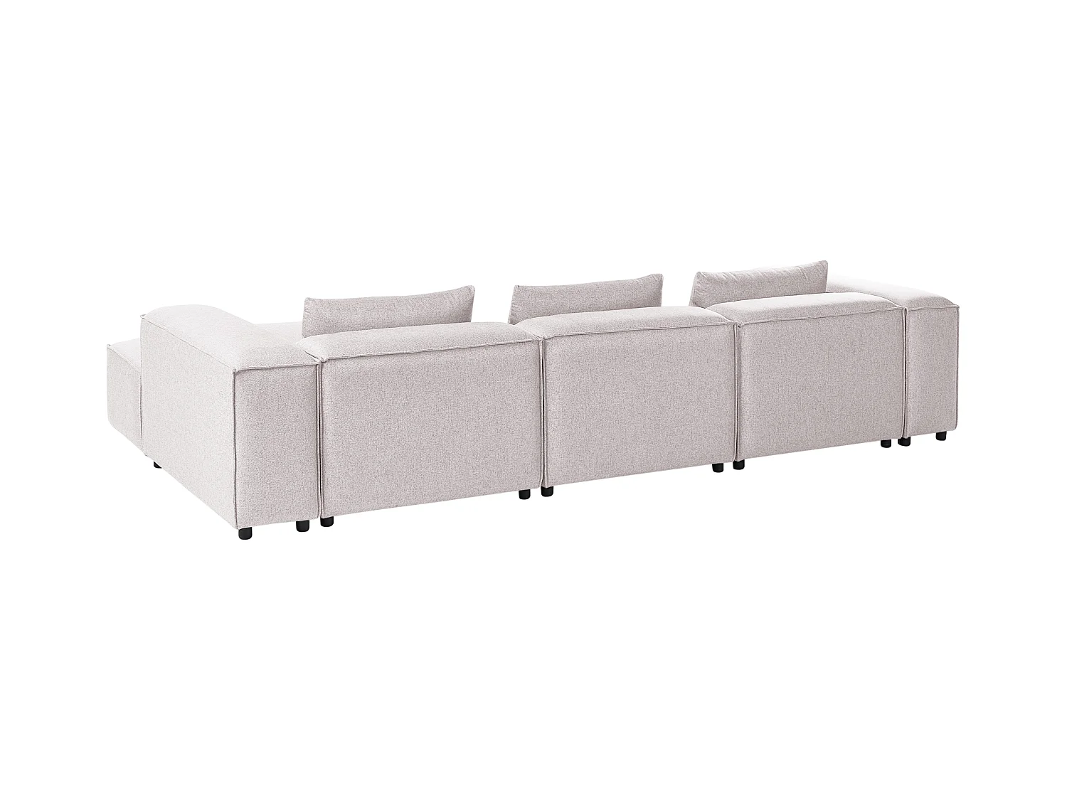 Canapé d'Angle à droite Modulable Moderne en Tissu 4 Places avec Accoudoirs Marron Clair Brande