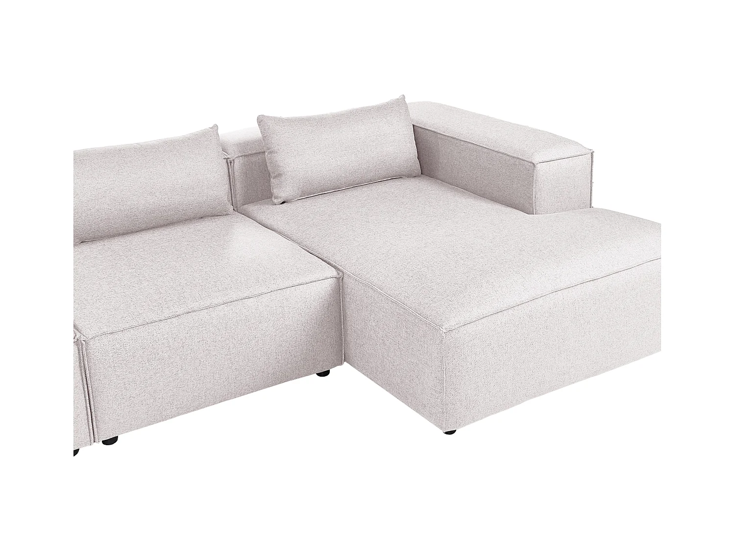 Canapé d'Angle à droite Modulable Moderne en Tissu 4 Places avec Accoudoirs Marron Clair Brande