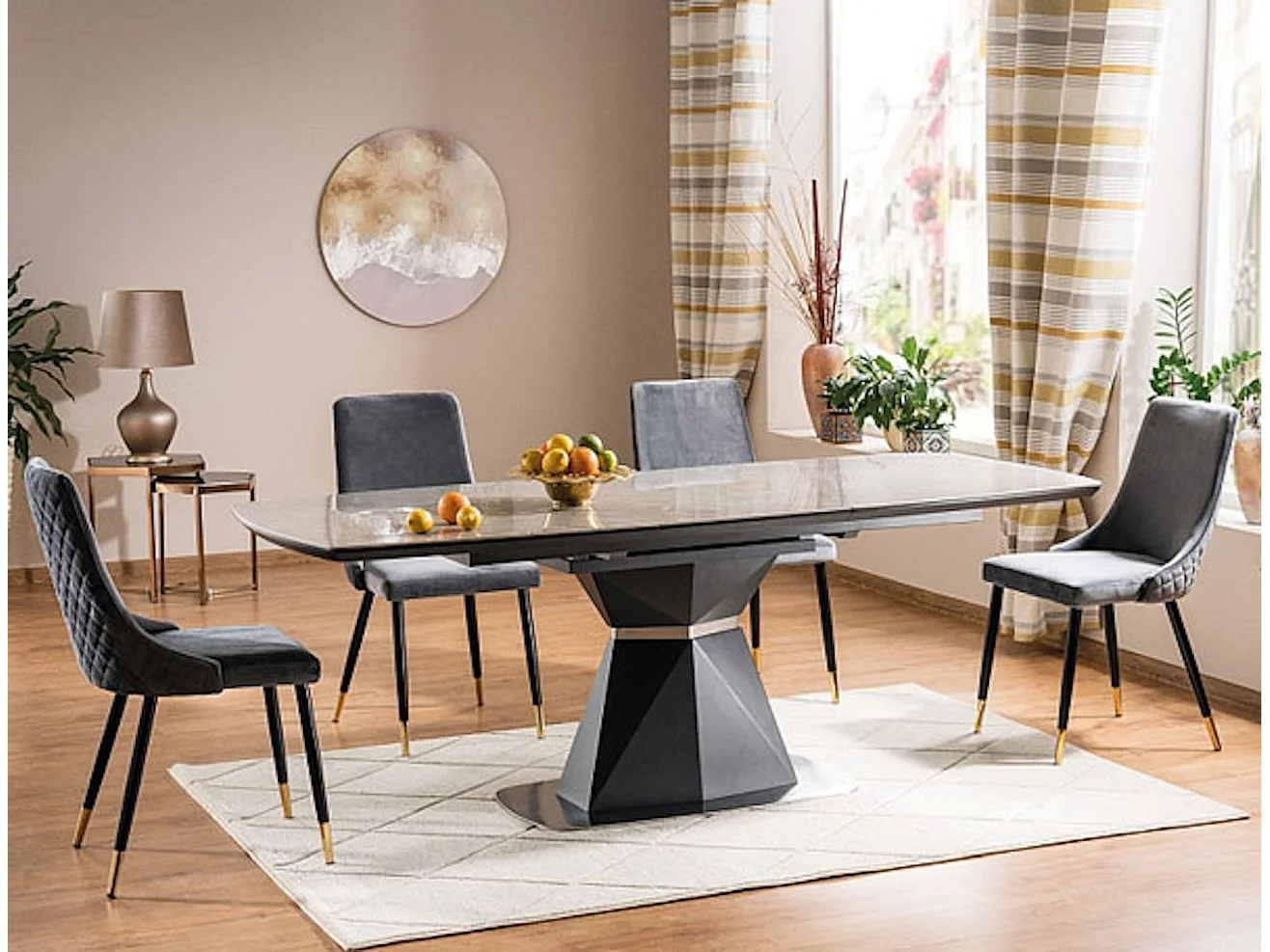 ESSTISCH Cortez grau Marmor / anthrazit 160 / 90 / 76cm