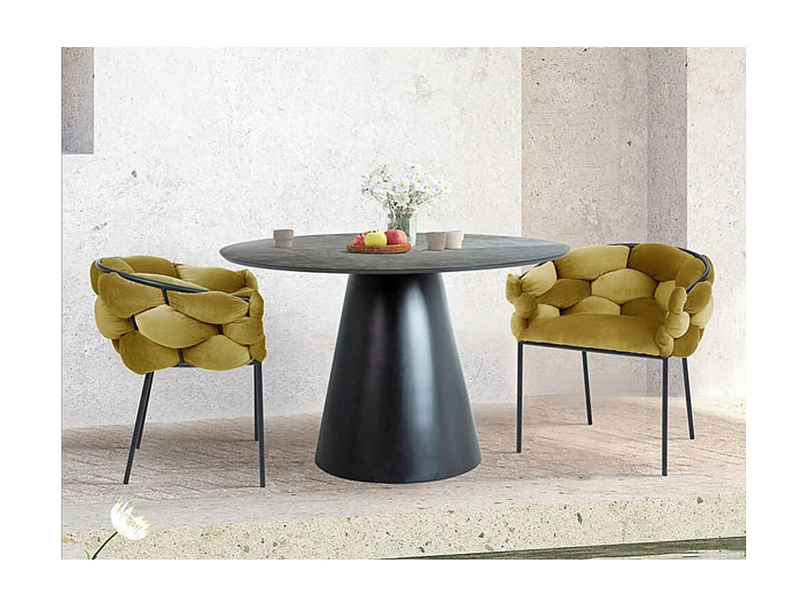 ESSTISCH Angel Marmor grau / schwarz 120 / 120 / 76cm