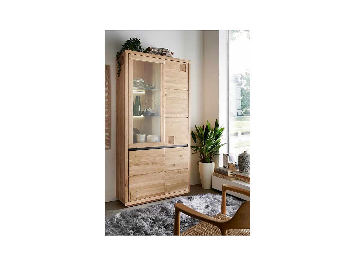 Vitrine 1.03x0.4x2.05 m eiken geolied FENDE WZ-0159