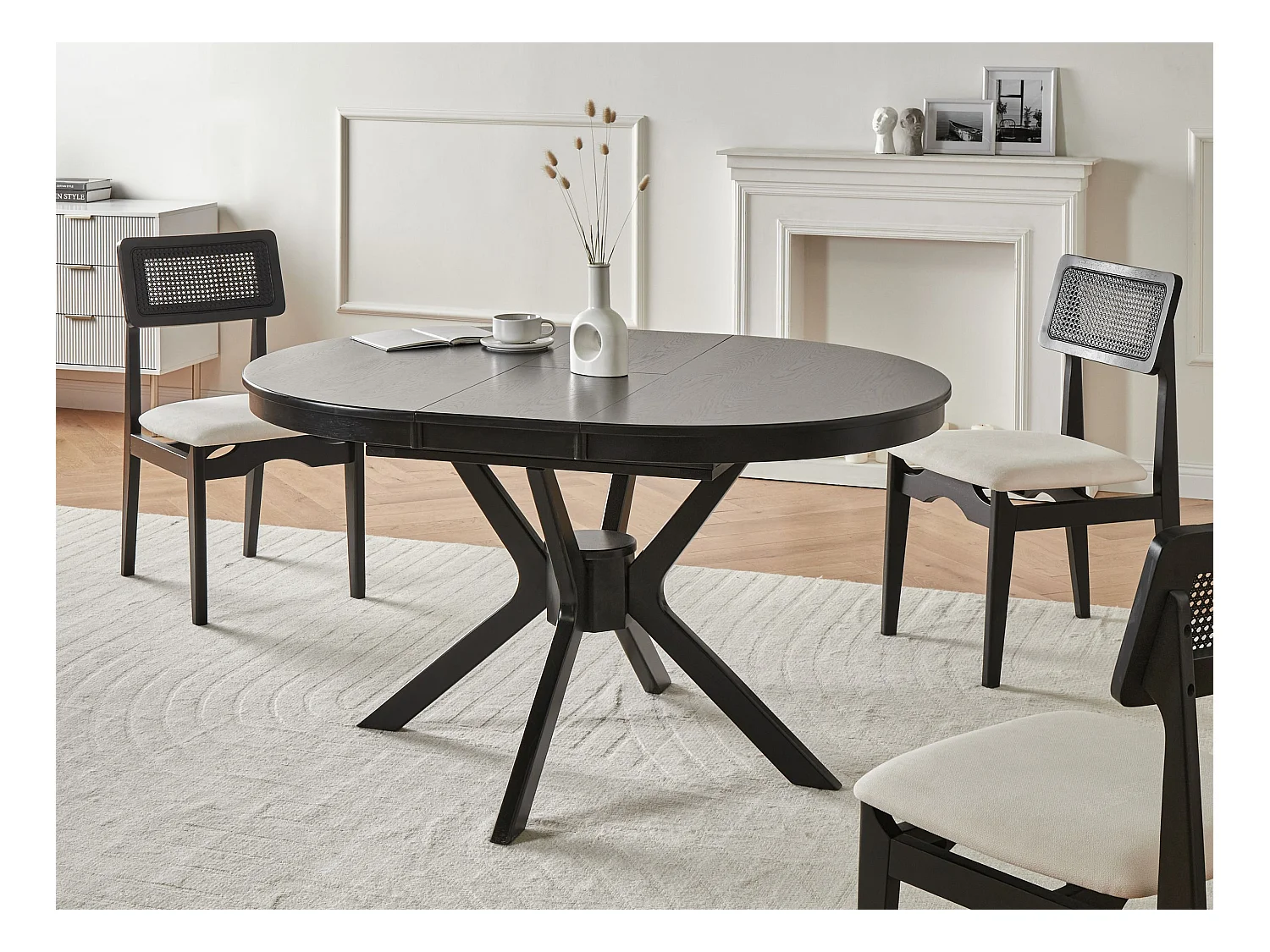 Table de salle à manger extensible TYMIS Chêne noir 107/137 cm 107 cm