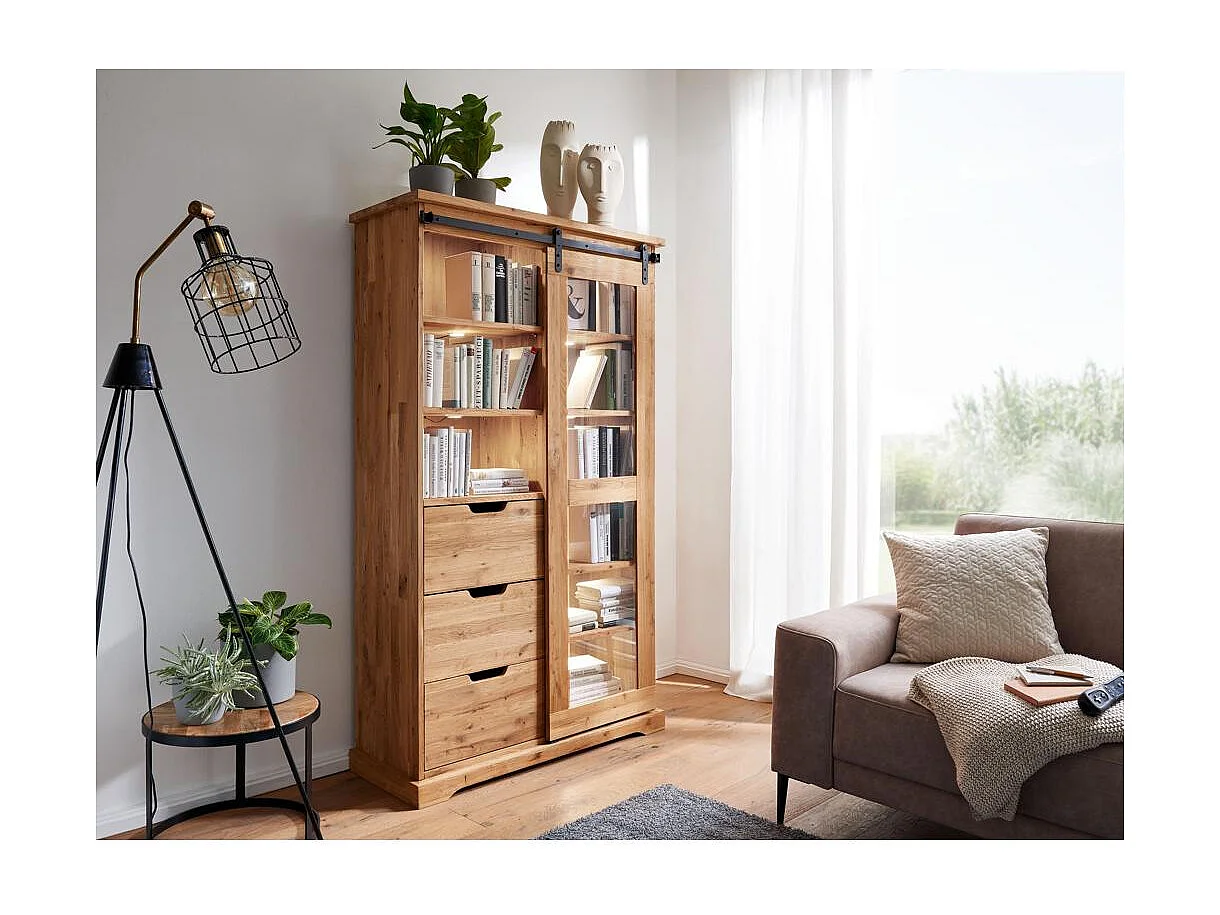 Vitrine 1,02x0,42x1,79 m Chêne huilé nyks wz-0424