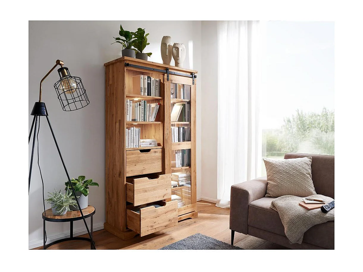 Vitrine 1,02x0,42x1,79 m Chêne huilé nyks wz-0424