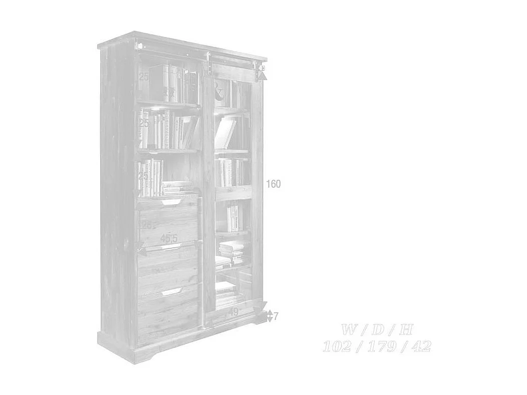 Vitrine 1,02x0,42x1,79 m Chêne huilé nyks wz-0424