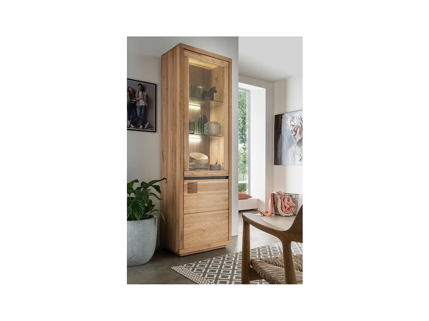 Witryna 65x40x205 cm dąb olejowany FENDE WZ-0159