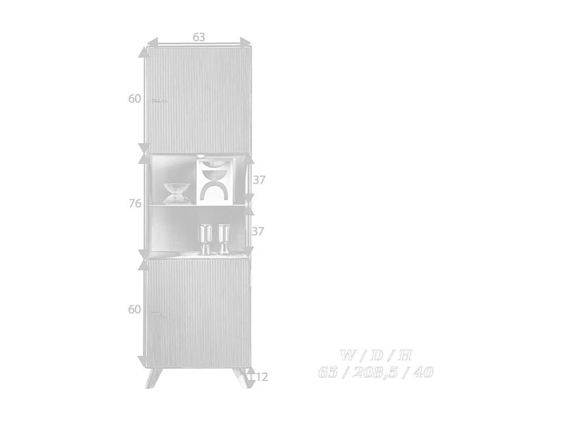 Vitrine 65x40x208 cm Brun doryda WZ-0624
