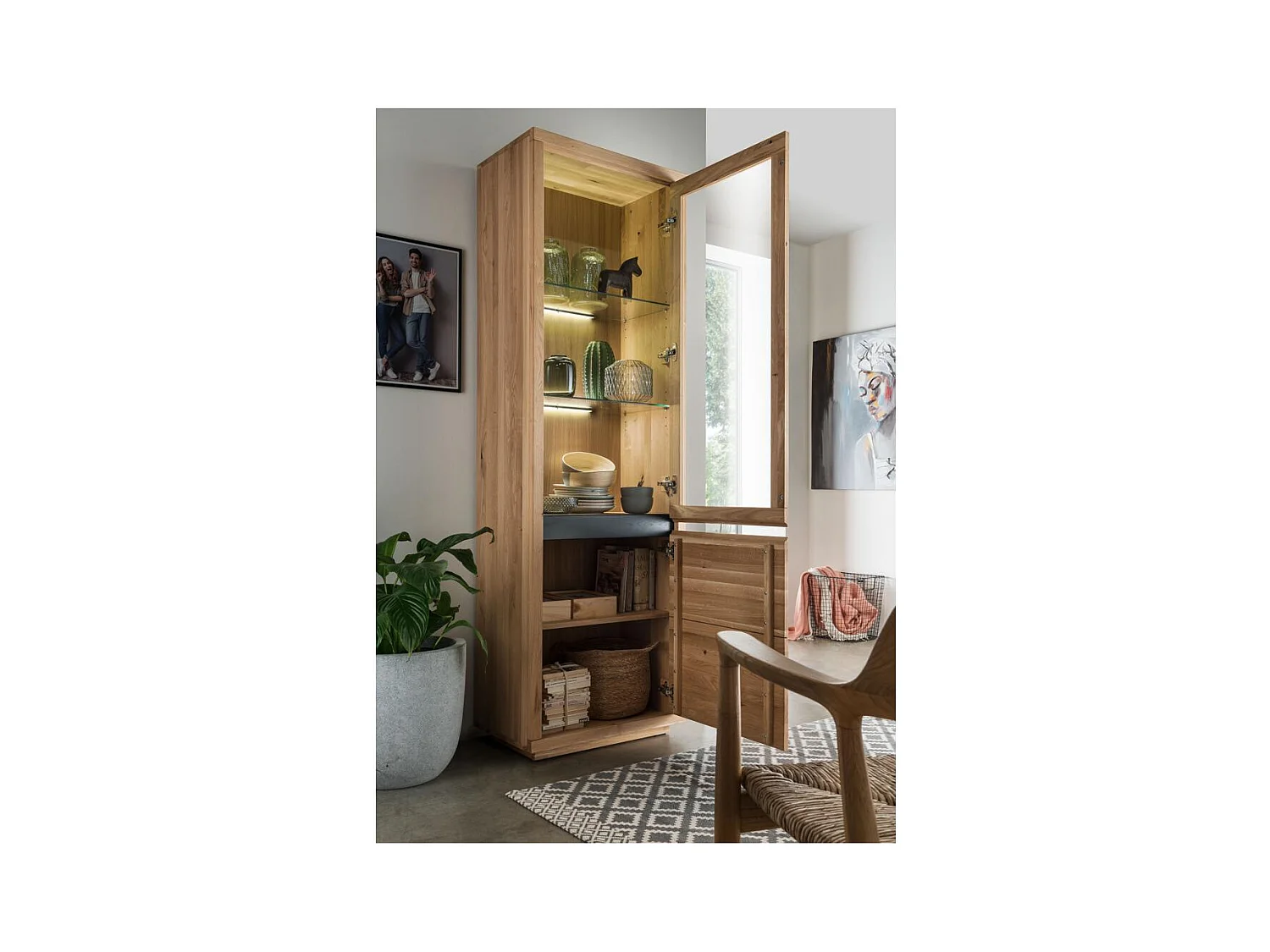 Witryna 65x40x205 cm dąb olejowany FENDE WZ-0159