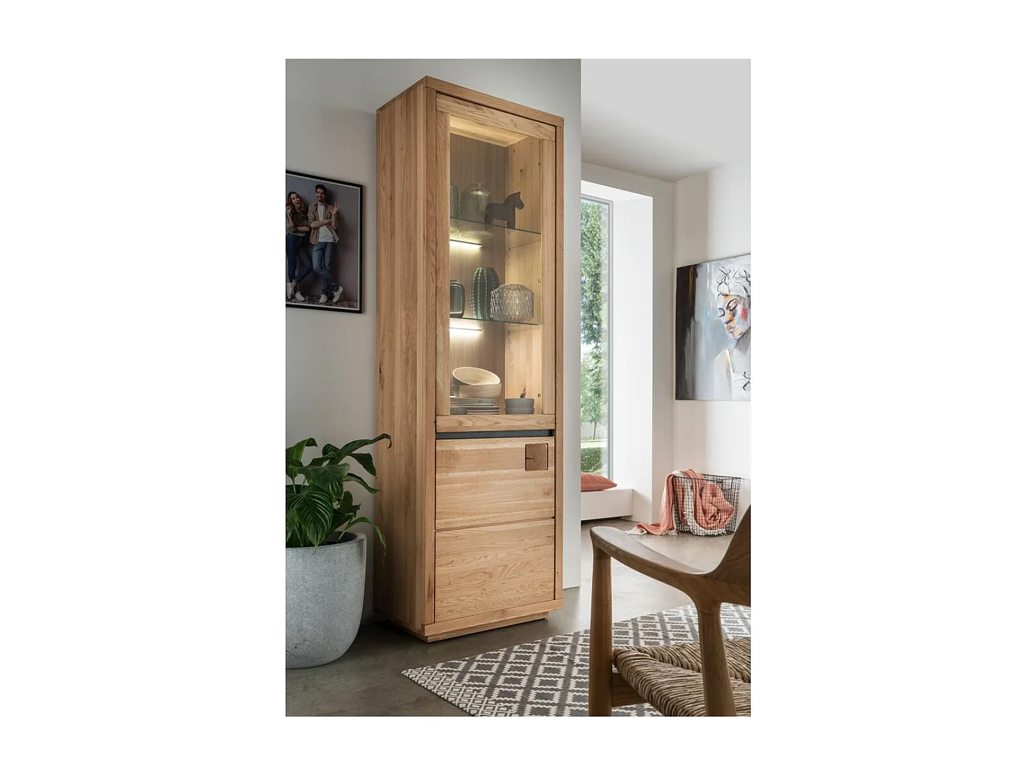 Witryna 65x40x205 cm dąb olejowany FENDE WZ-0159