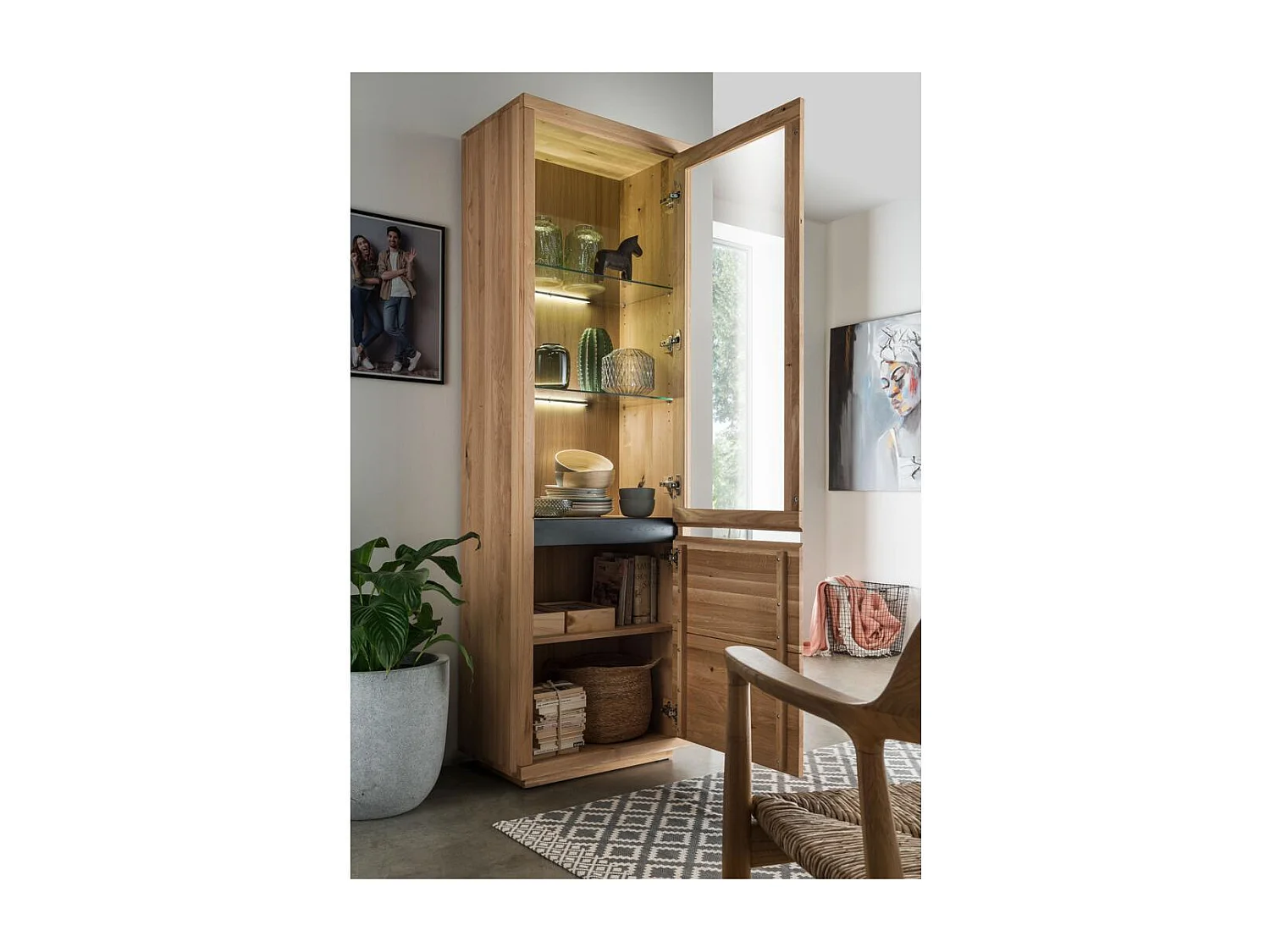 Witryna 65x40x205 cm dąb olejowany FENDE WZ-0159