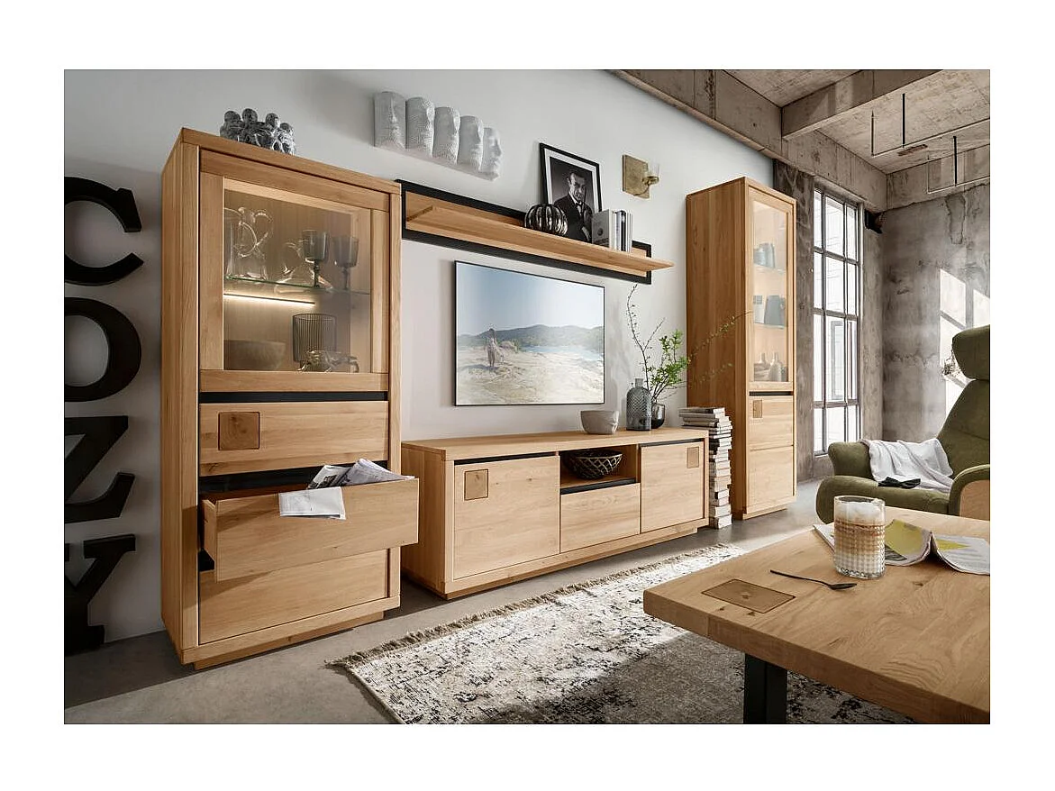 Witryna 65x40x205 cm dąb olejowany FENDE WZ-0159