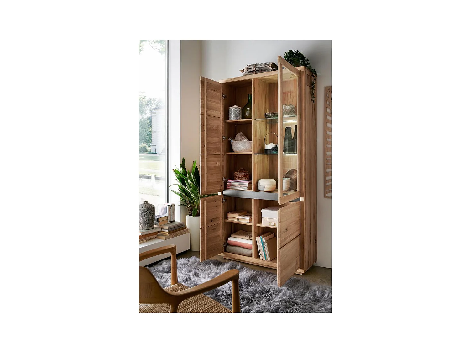 Vitrinekast 1.03x0.4x2.05 m eiken fende wz-0159