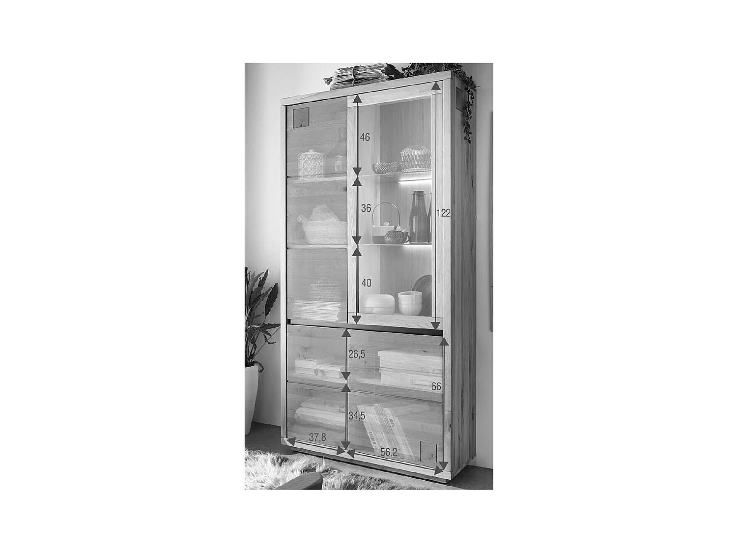 Vitrinekast 1.03x0.4x2.05 m eiken fende wz-0159