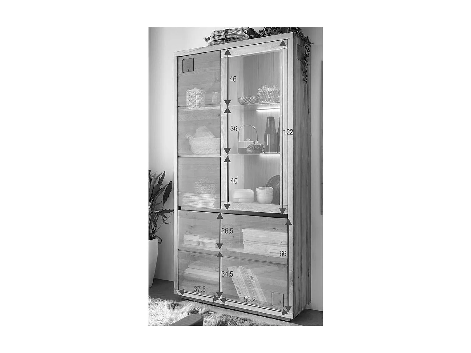 Vitrinekast 1.03x0.4x2.05 m eiken fende wz-0159