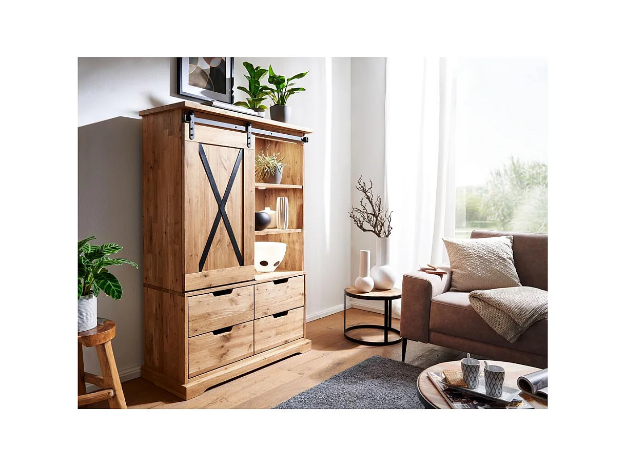 Vitrine 1.02x0.42x1.52 m eiken geolied nyks wz-0424