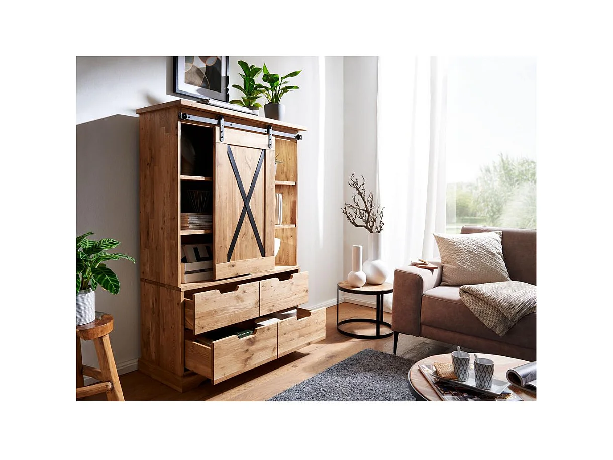 Vitrine 1.02x0.42x1.52 m eiken geolied nyks wz-0424