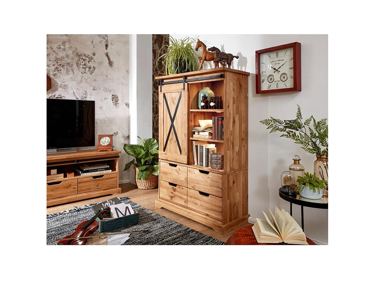 Vitrine 1.02x0.42x1.52 m eiken geolied nyks wz-0424