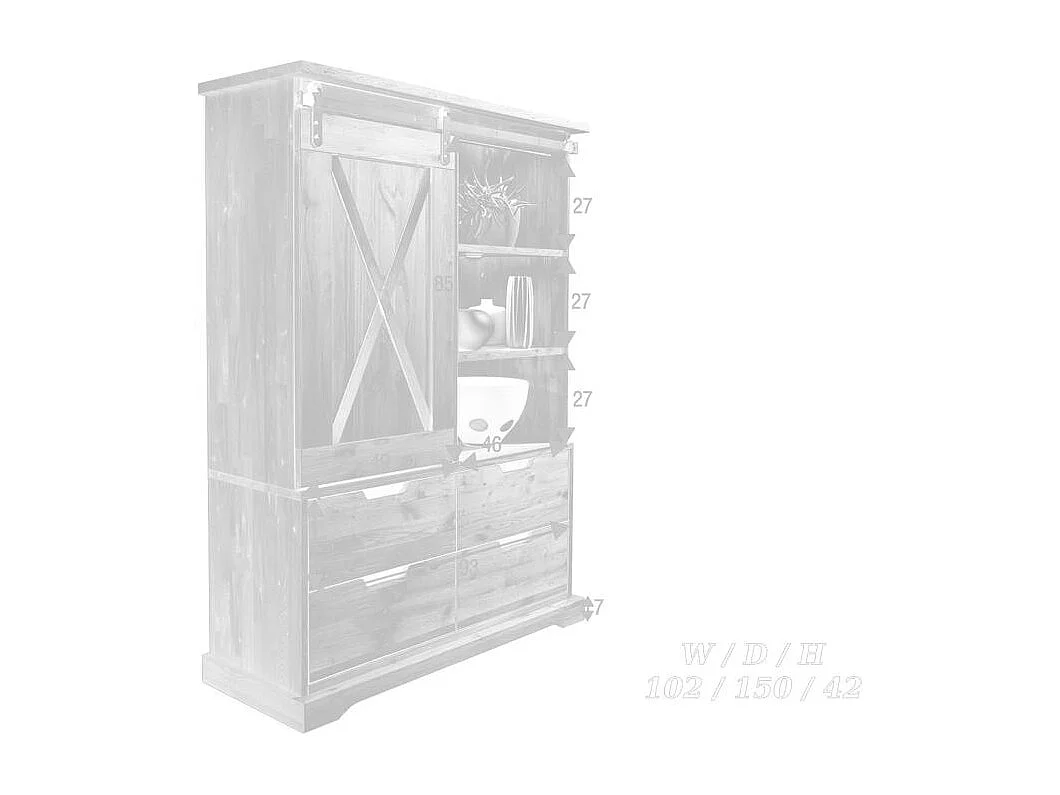 Witryna 1,02x0,42x1,52 m dąb olejowany nyks wz-0424