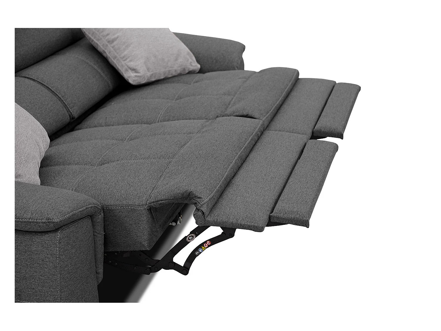 PLAUEN Sofa 3-Sitzer mit 2 Relaxfunktionen und verstellbare Kopfstützen, dunkelgrau