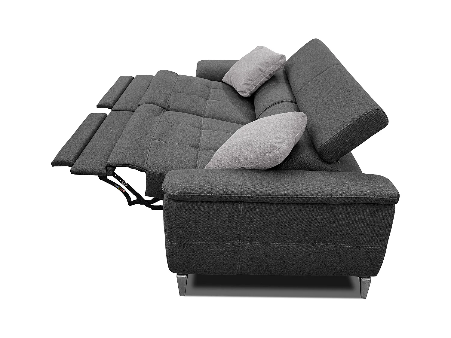 PLAUEN Sofa 3-Sitzer mit 2 Relaxfunktionen und verstellbare Kopfstützen, dunkelgrau