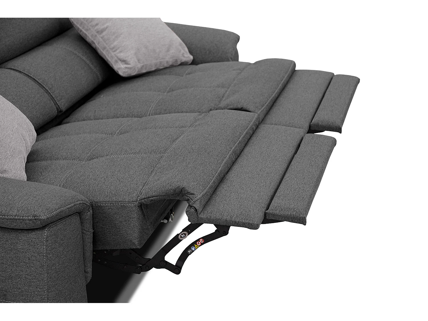 PLAUEN Sofa 3-Sitzer mit 2 Relaxfunktionen und verstellbare Kopfstützen, dunkelgrau